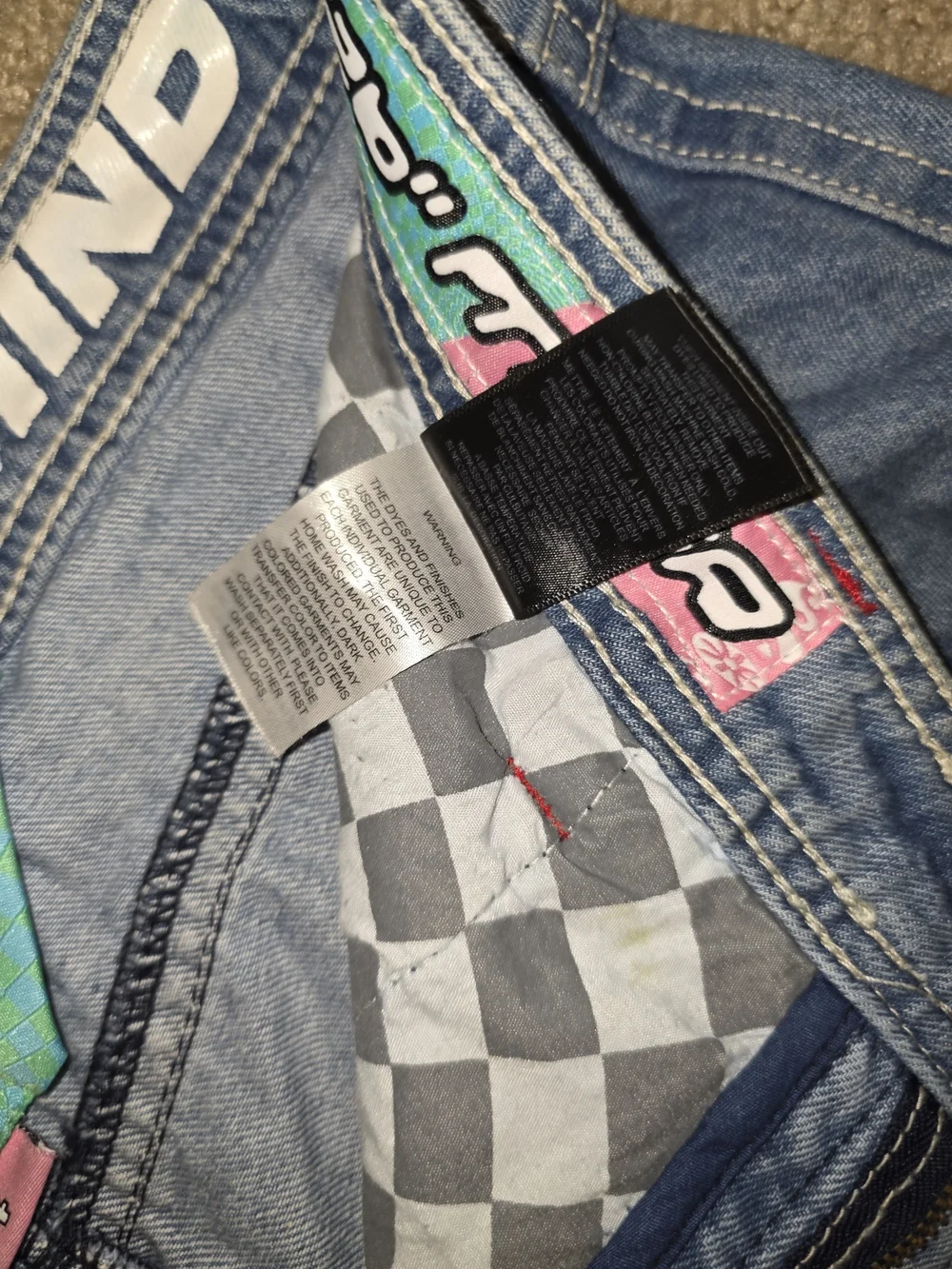 A-Lab Mens Jeans Retro Wide Baggy Y2K Embroidered Logo Size 36 Blue Denim Pants